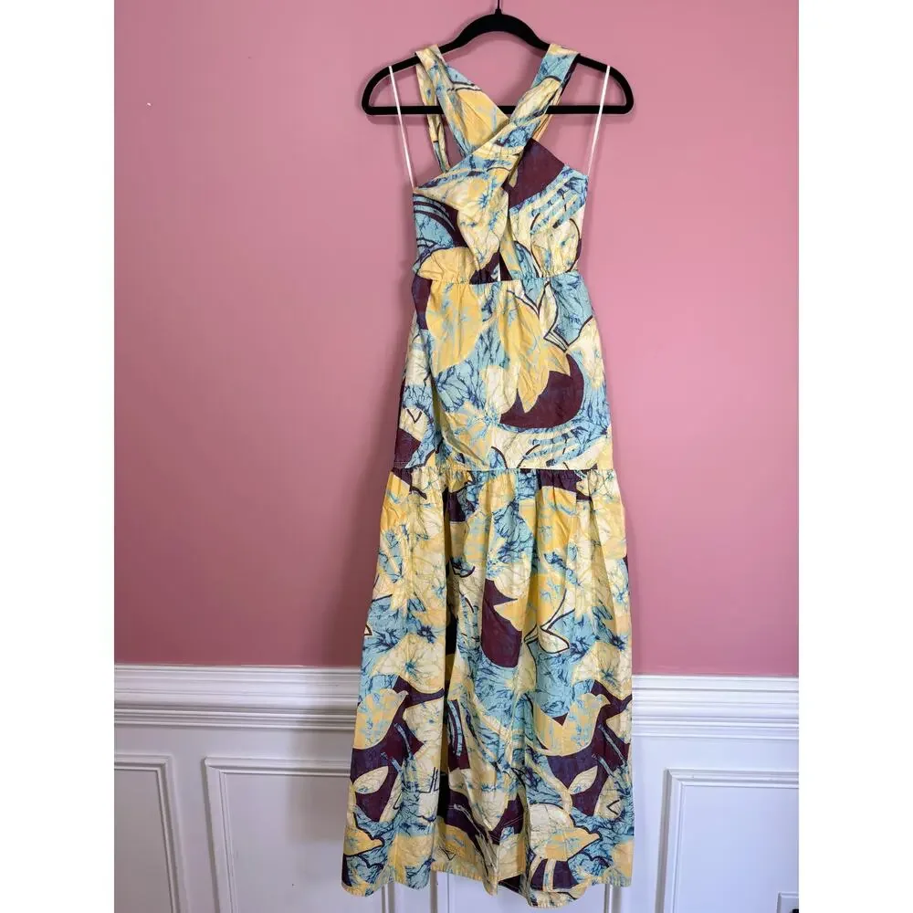 A.L.C Veronica Dress in Carob & Chardonnay Size 4 Maxi Poplin Summer Party - Picture 2 of 10
